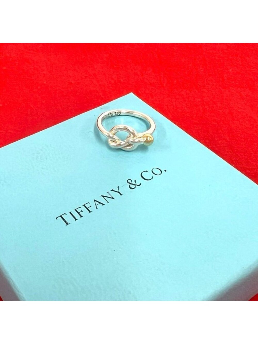 Tiffany & Co Vintage Love Knot Ring 925 Sterling Silver Gold
